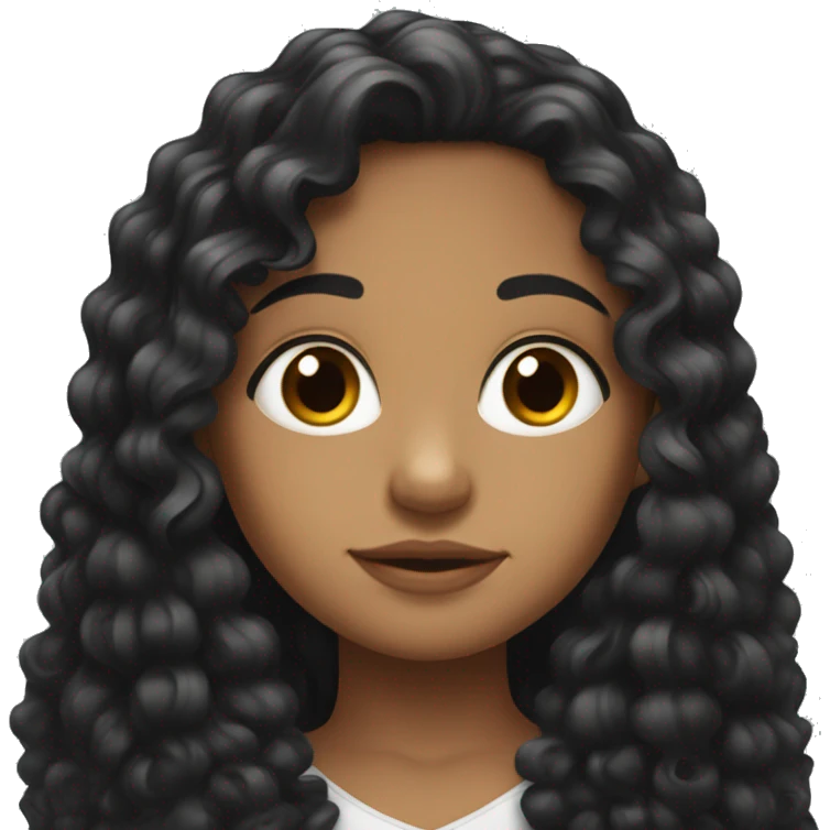 beautiful girl black, Puerto Rican, and Mexican girl with long black curly hair looking over her shoulder  emoji