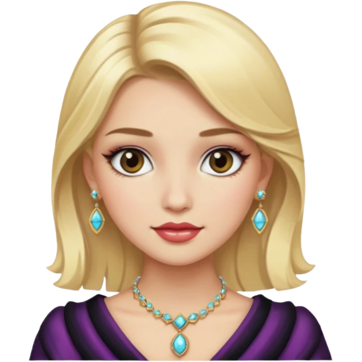 fancy blonde hair girl with makeup and jewellery emoji