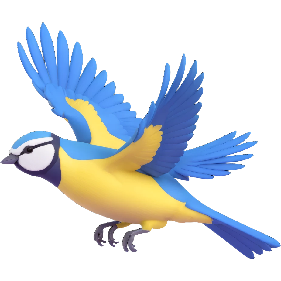 Eurasian blue tit bird in flight emoji