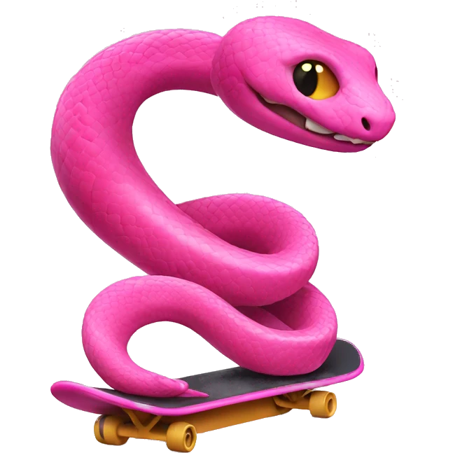 pink snake riding a snake board emoji