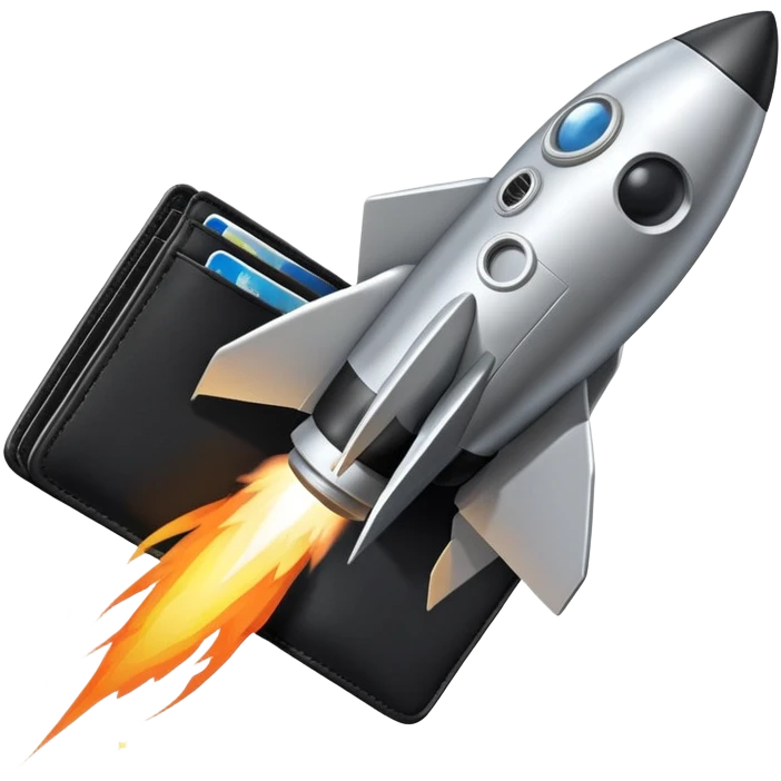 Men’s wallet shaped like a rocket flying into a black hole ￼ emoji