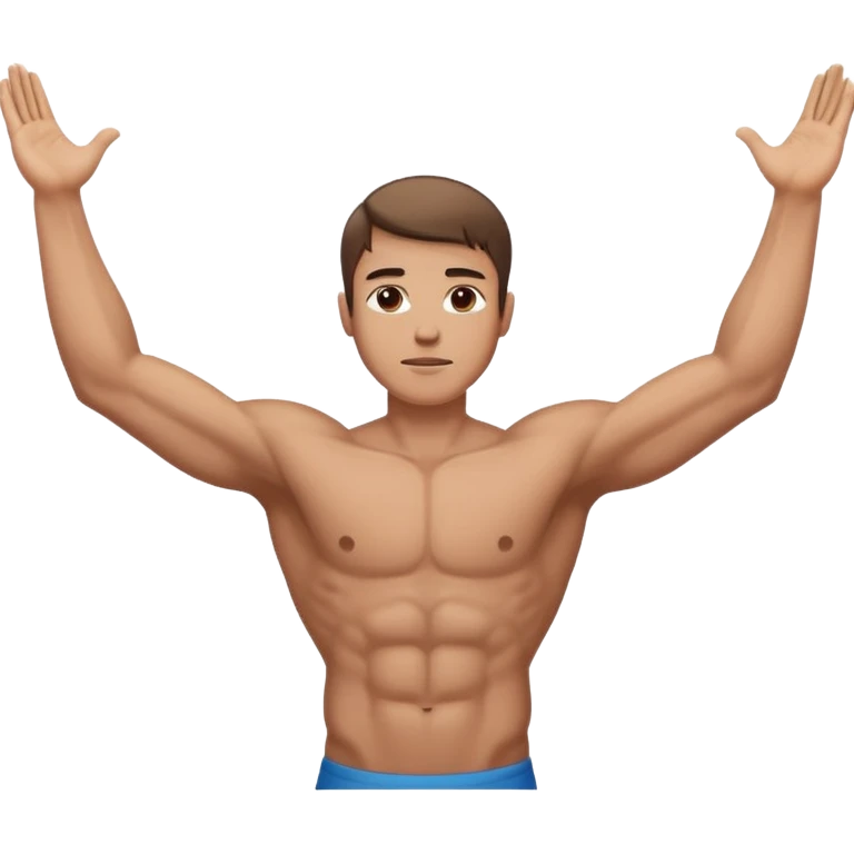 A person with the arms opened and extended forming a cross with their arms and body emoji
