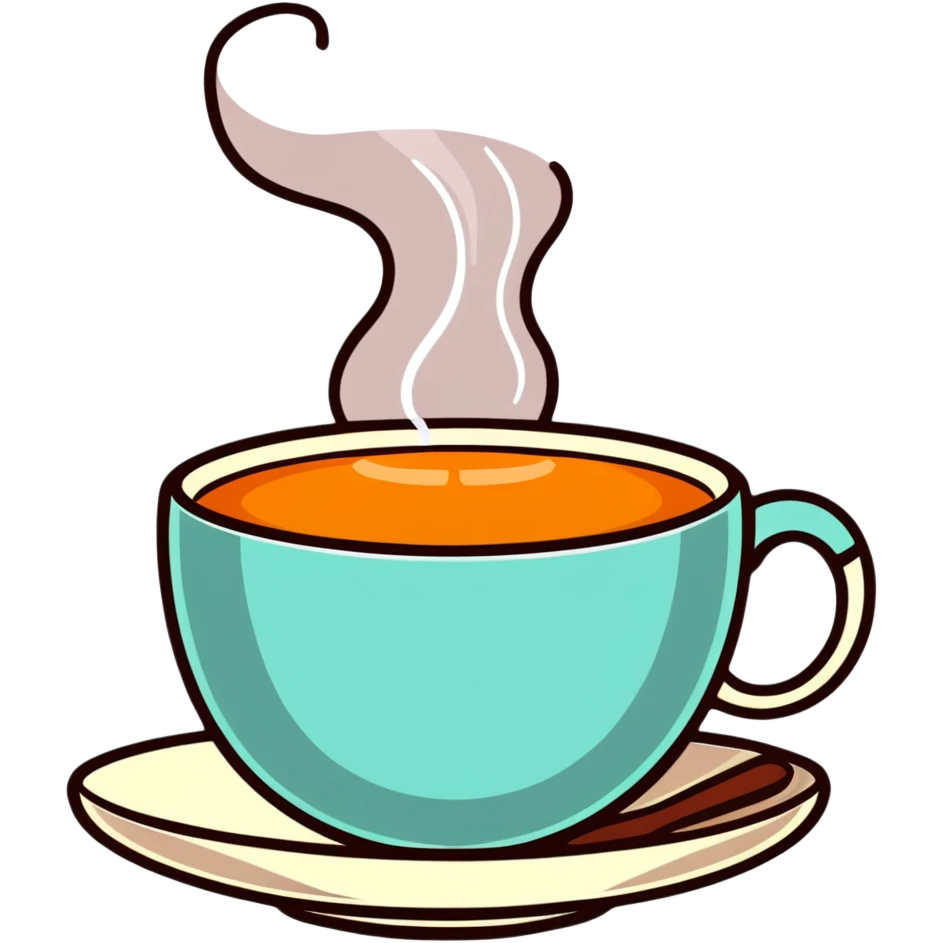 beautiful teacup with hot tea and steam emoji