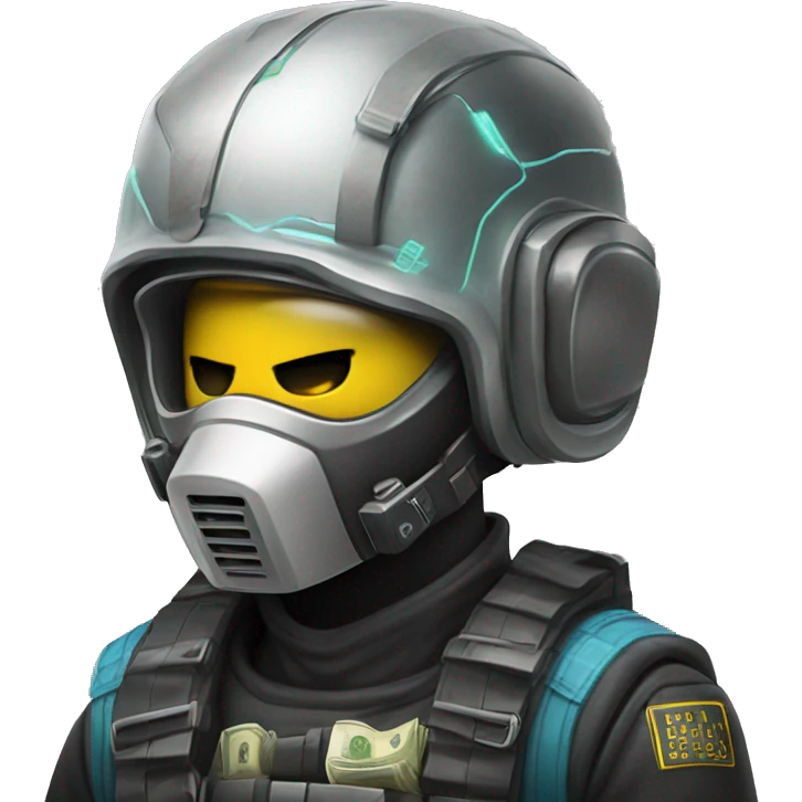 cyber punk with helmet holding cash emoji