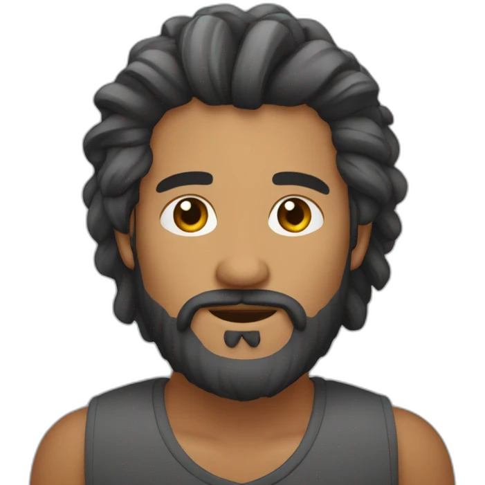 Alto morocho pelo largo cortado a lo costado con barba emoji