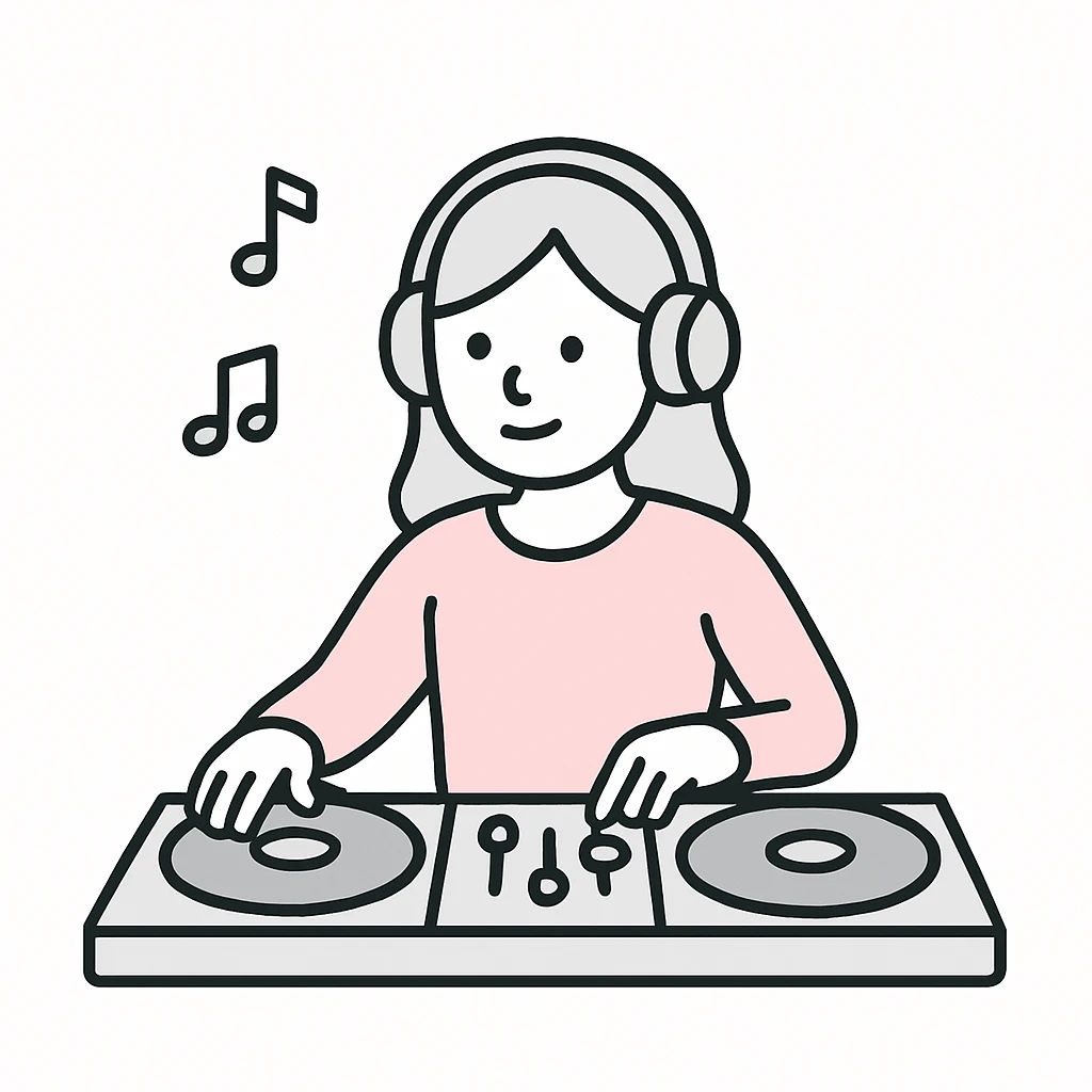 girl playing DJ set emoji