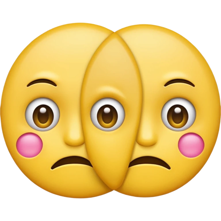two emojis not happy stuck together no pink cheeks emoji