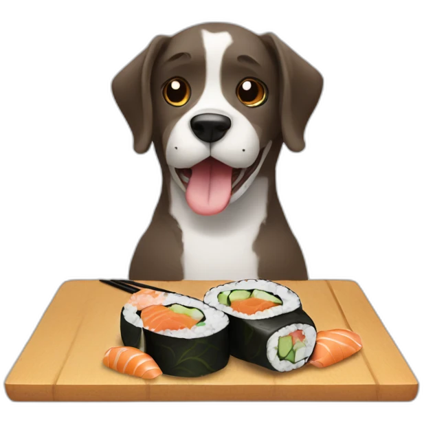dog eating sushi roll emoji