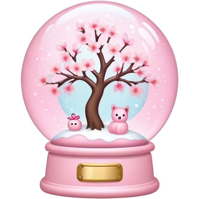 Pastel pink snow globe，Cherry blossom，dream emoji
