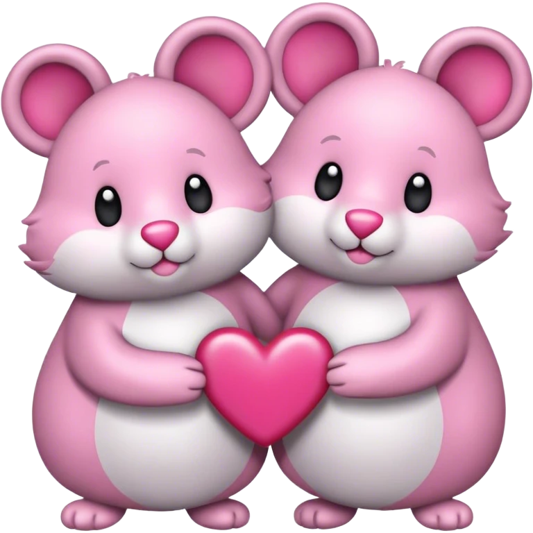 Zwei Mäuse 1 männlich und 1 weiblich küssen sich süß und rundherum sind rosa herzen emoji