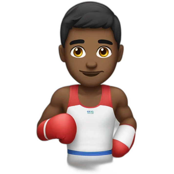boxer looking at olympic rings emoji