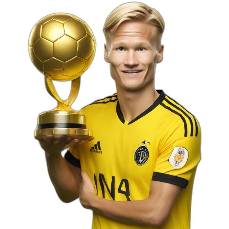 Haaland avec  le ballon d'or emoji