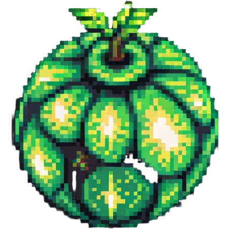 Green digital bomb animation frame 3, round bomb body with green highlights, very short leaf-shaped fuse at top, brighter green glow, nature-inspired design, pixel art style emoji