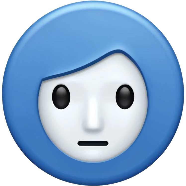 Blue circle with irregularities on it on it is boundaries and it should have a white tick no face emoji