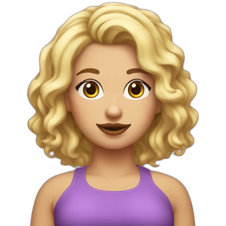 Chica gordita rubia pelo rizado con ropa lila emoji