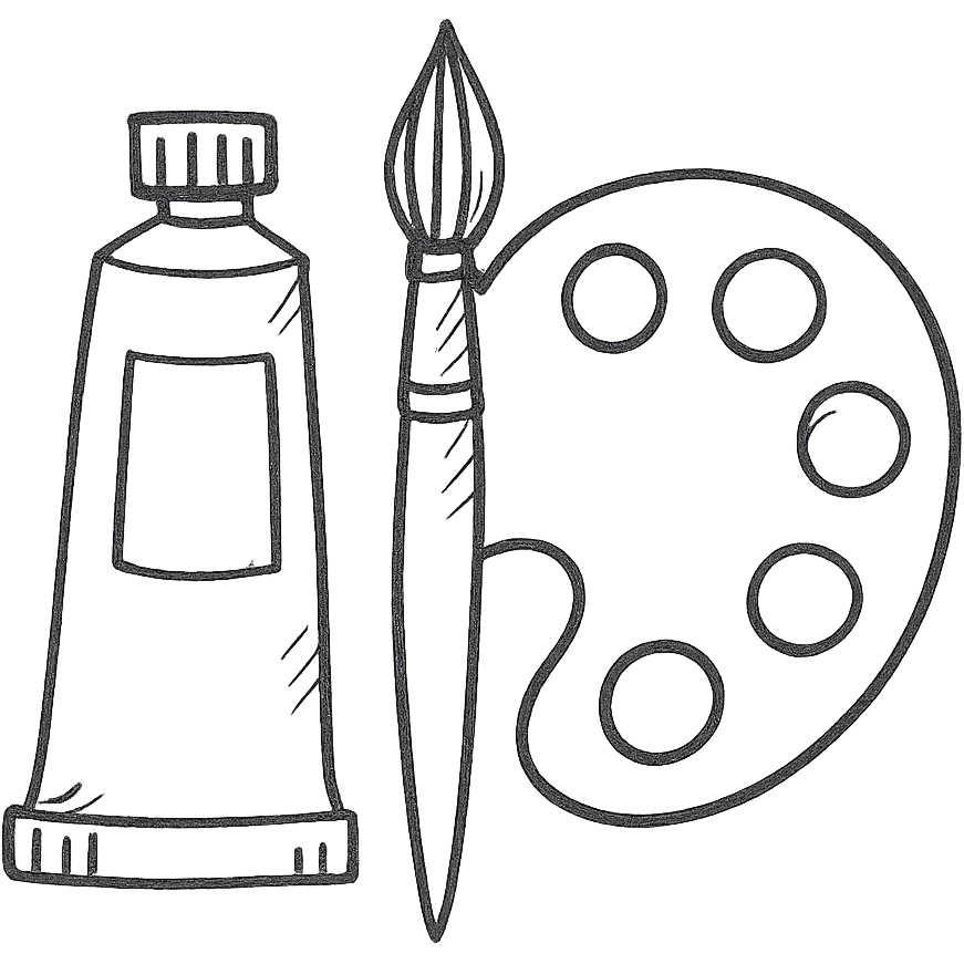 hand-drawn outlined icon of paint supplies for an online store emoji