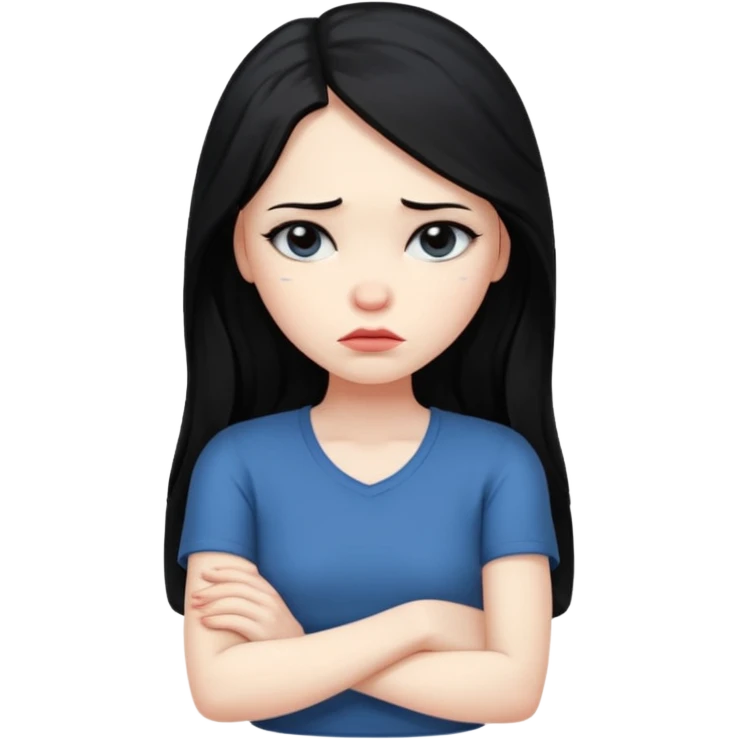 pouty/sad arms crossed emoji woman with long black hair emoji