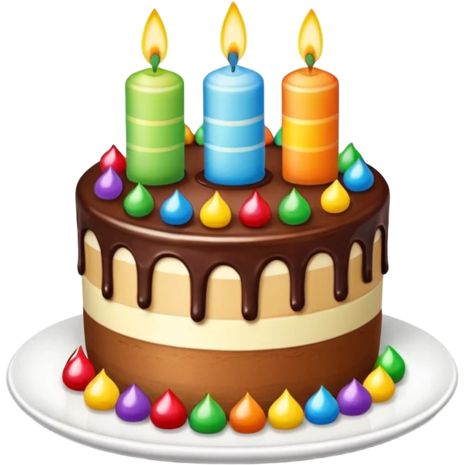 creame una chocotortaa de cumpleaños con velitas arcoiris emoji