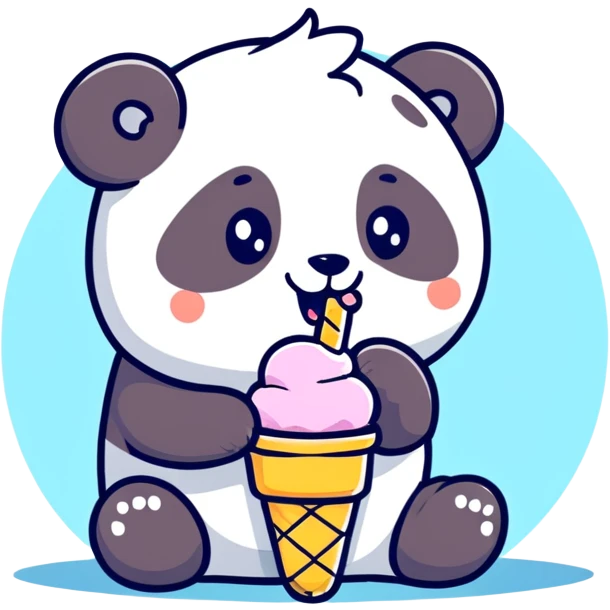 Panda eating ice cream emoji