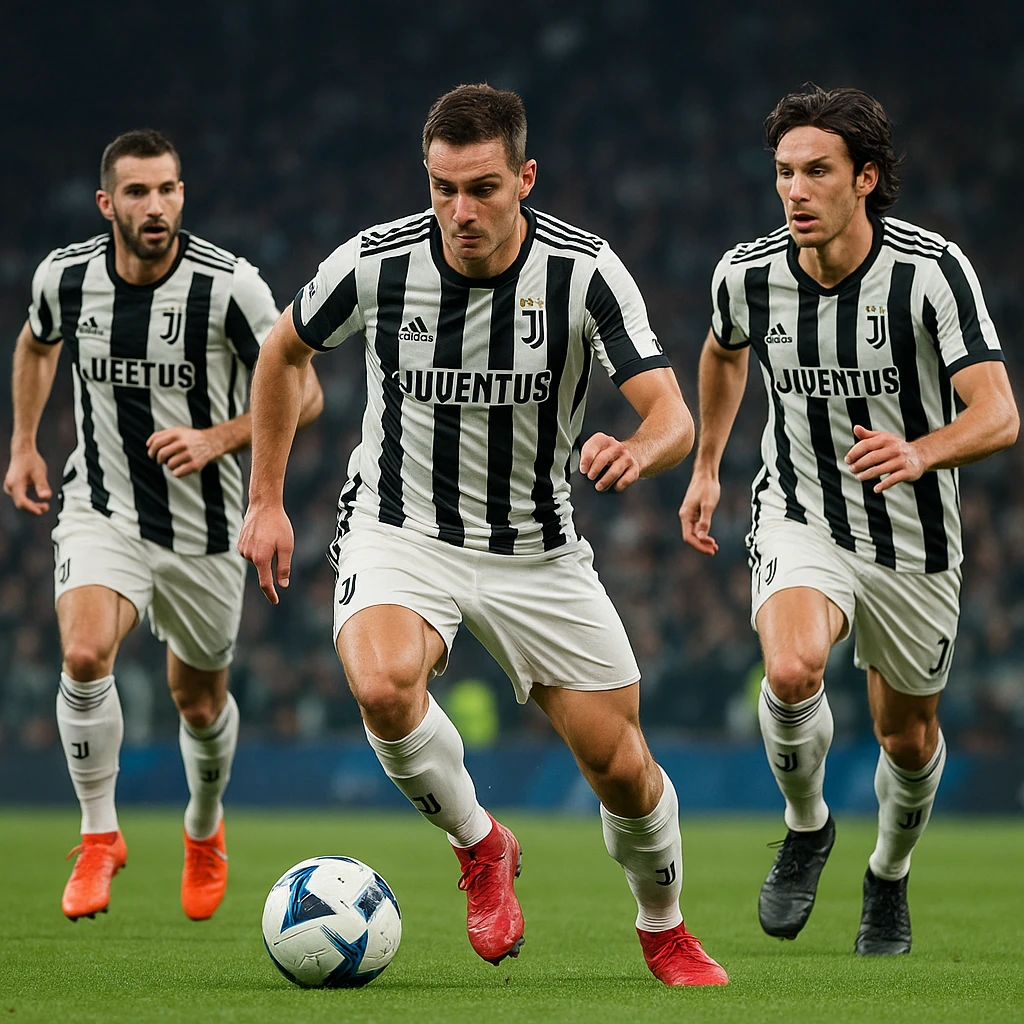 Juventus players in action, realistic and detailed emoji