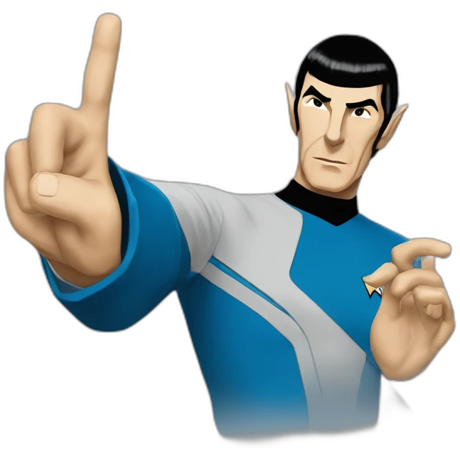 Spock making the Vulcan salute in Starfleet blue uniform (Star Trek) emoji