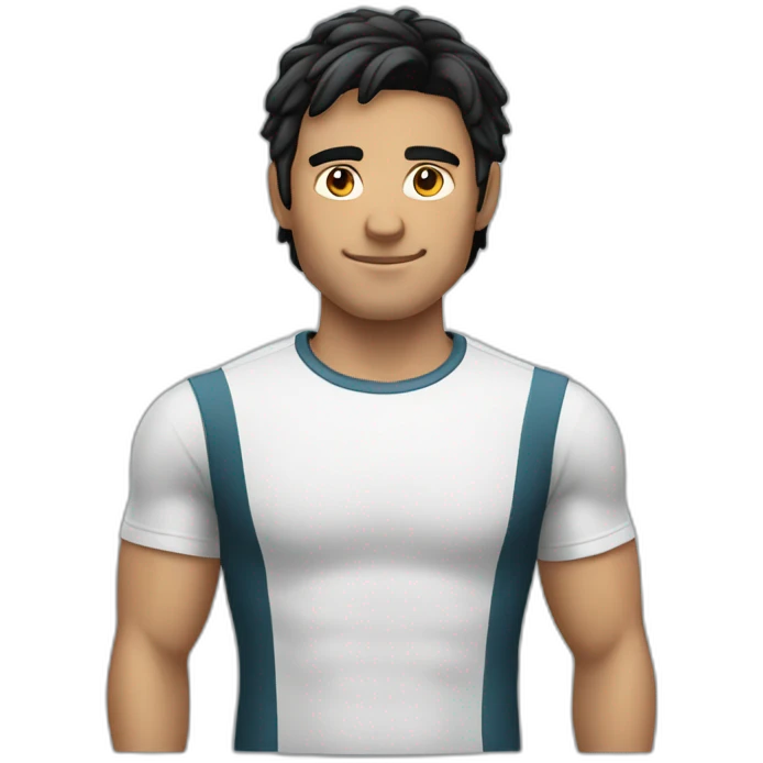 adult male confidently sporting black hair emoji