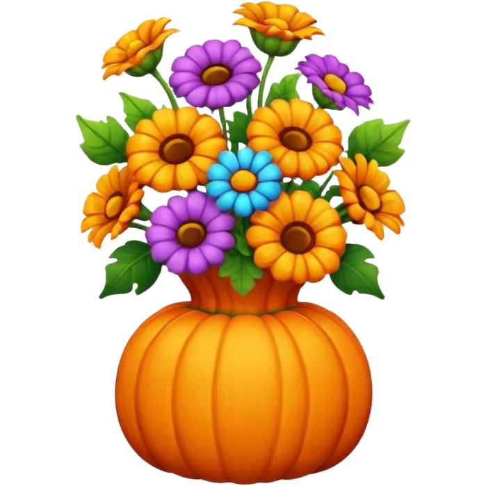 Pumpkin vase of flowers emoji