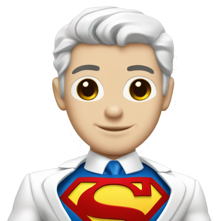 White suit superman with chest letter "U" emoji