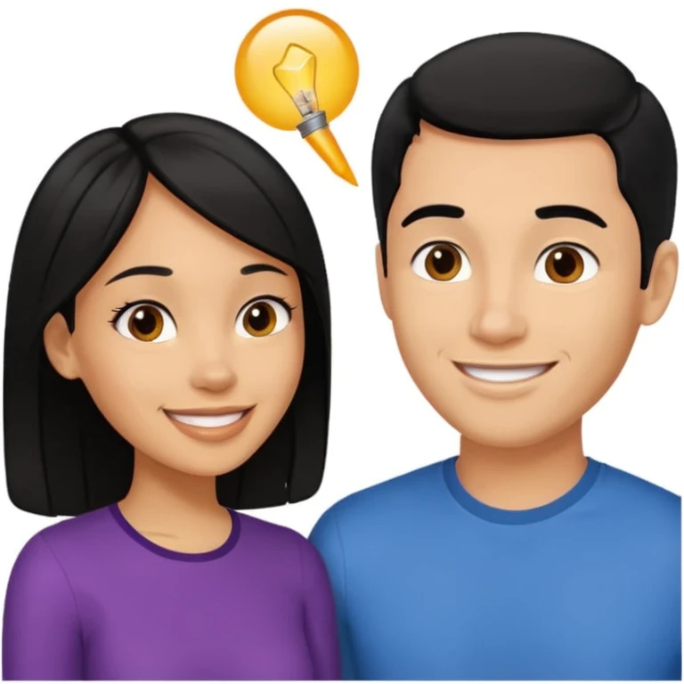 light skin black hair woman talking with a light skin black hair man, we're face to face and happy emoji