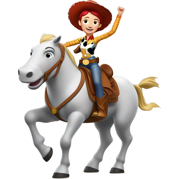 Jessie from Toy Story riding Bullsye emoji