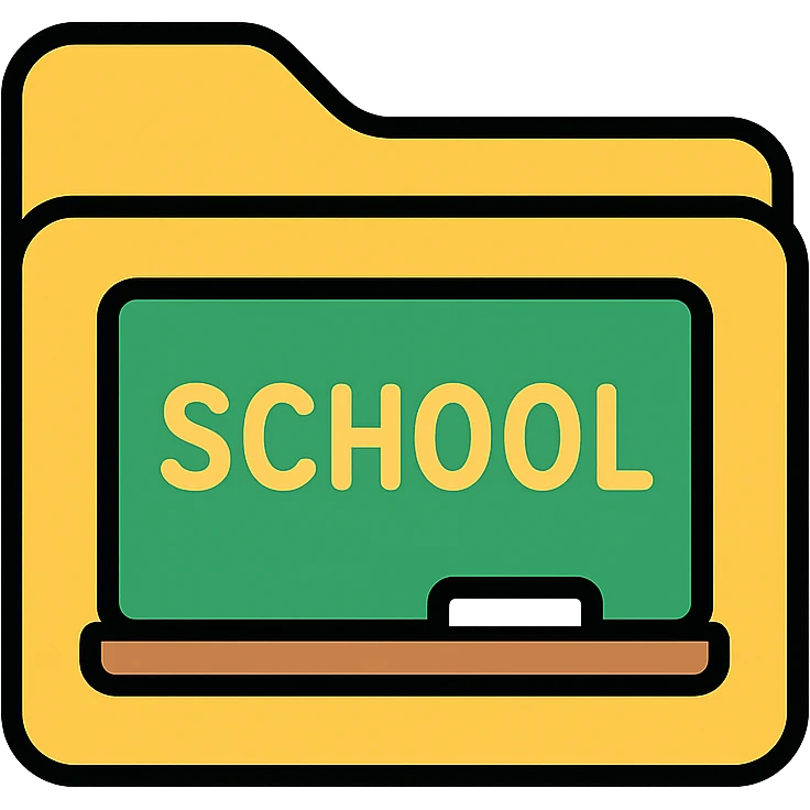 folder icon for 'school' with chalkboard and chalk, minimalist, rounded corners emoji