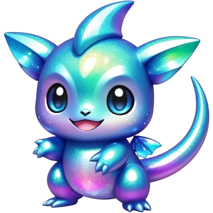 Randomly-colored sparkly chibi Fakémon-creature emoji