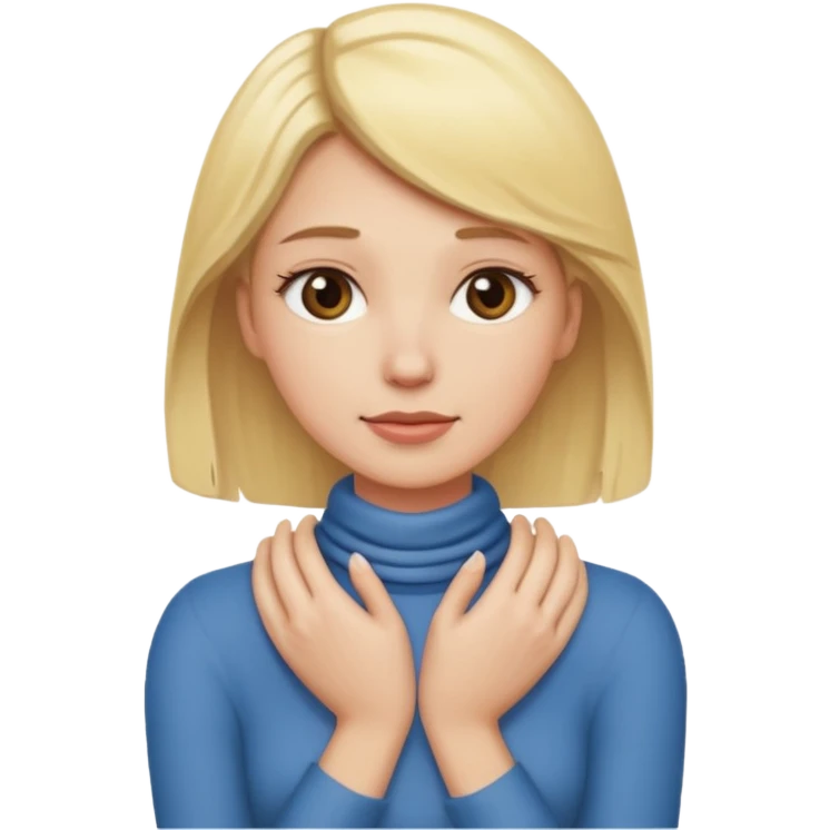 a blonde, white woman gripping hands around her neck emoji
