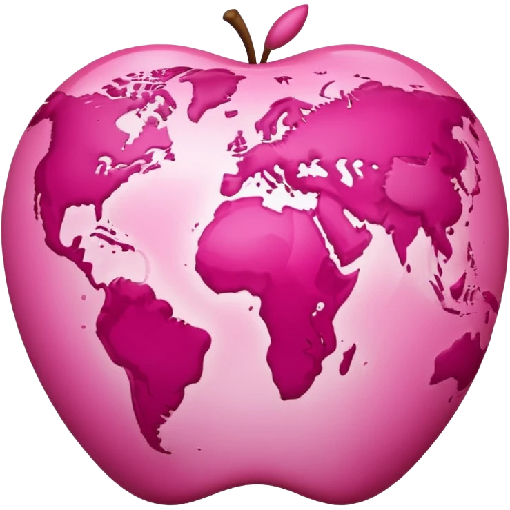 hot pink and light pink planet earth, apple emoji style emoji