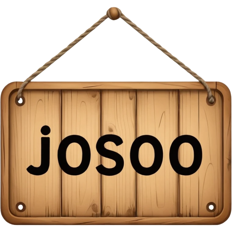 wooden shop sign hanging by two strings, emoji