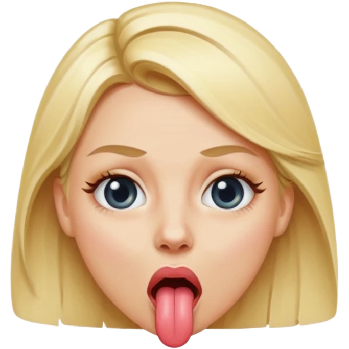 The blonde woman stuck her tongue out and her eyes were naked. emoji