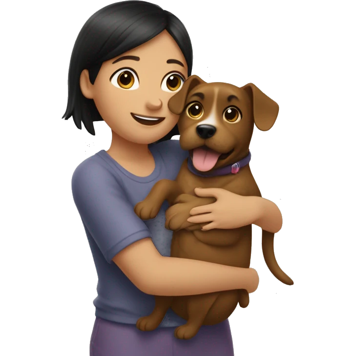 York dog is hugged by a girl emoji