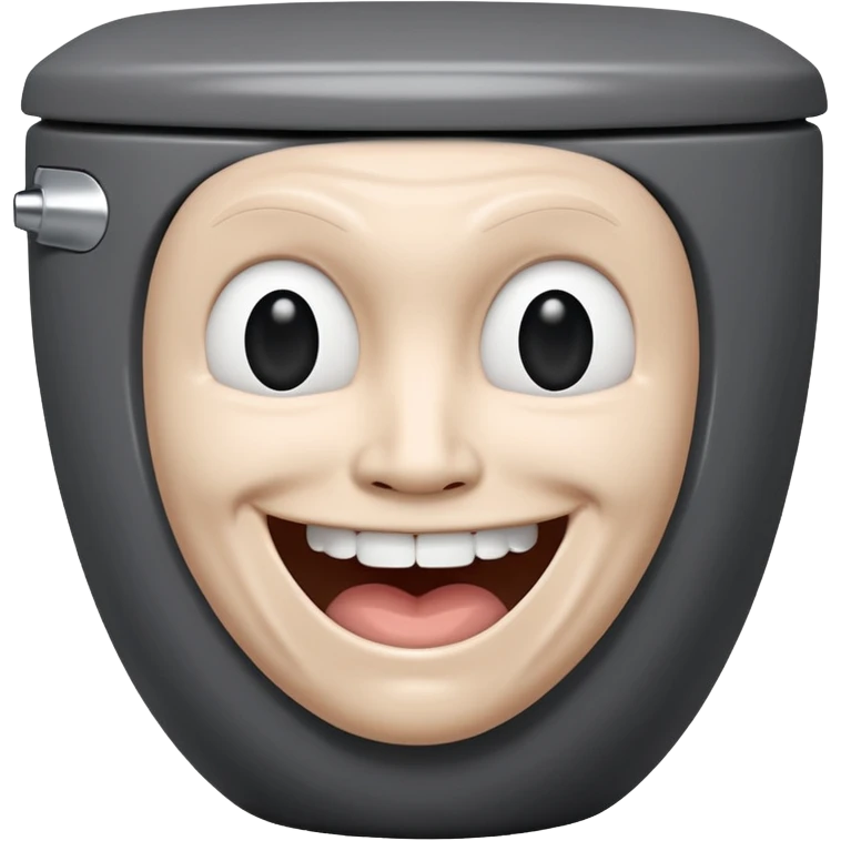 a human head, often with a distorted, grinning expression, emerging from a white, black, or gray toilet bowl emoji