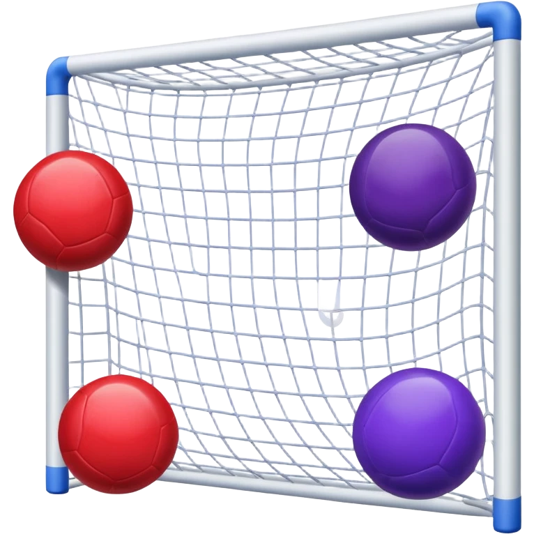Red ball, blue ball, purple ball in a goal emoji