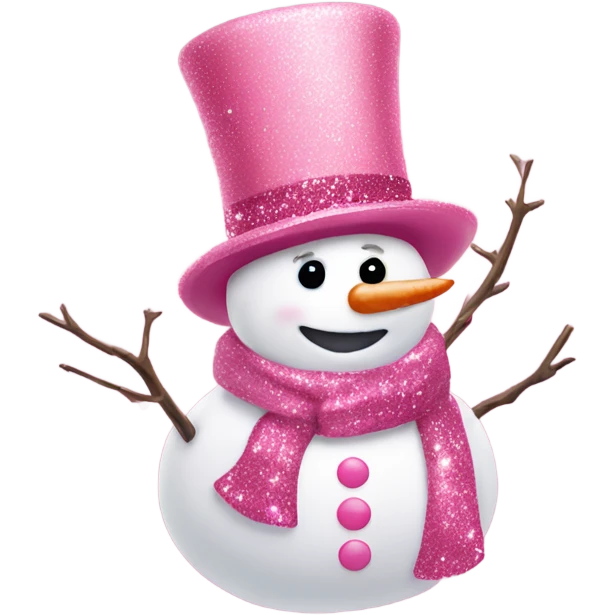 Rose pink snowman with glitter  emoji