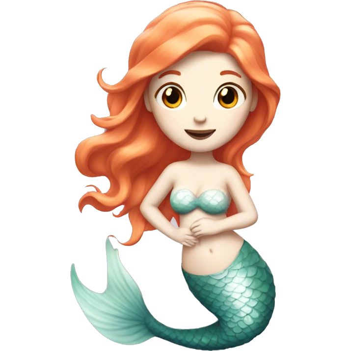 Pale white Mermaid with orange hair and pink tail emoji