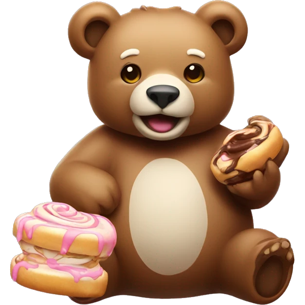 Bear holding a cinnamonroll emoji