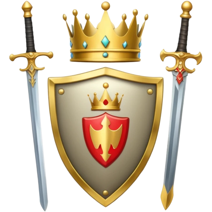 Powerful emoji with only sword, shield and crown emoji