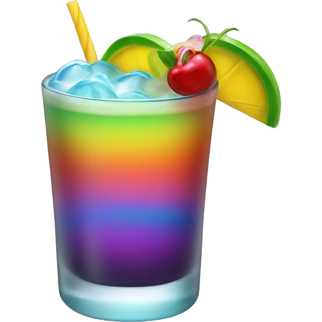 Rainbow cocktail in hurricane glass emoji