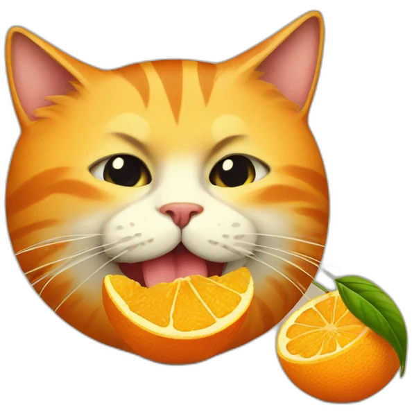 vintage cat eating an orange emoji
