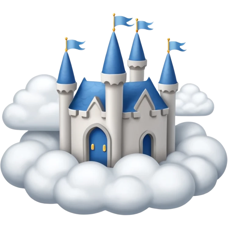 Cloud Castle – White castle resting on fluffy clouds emoji