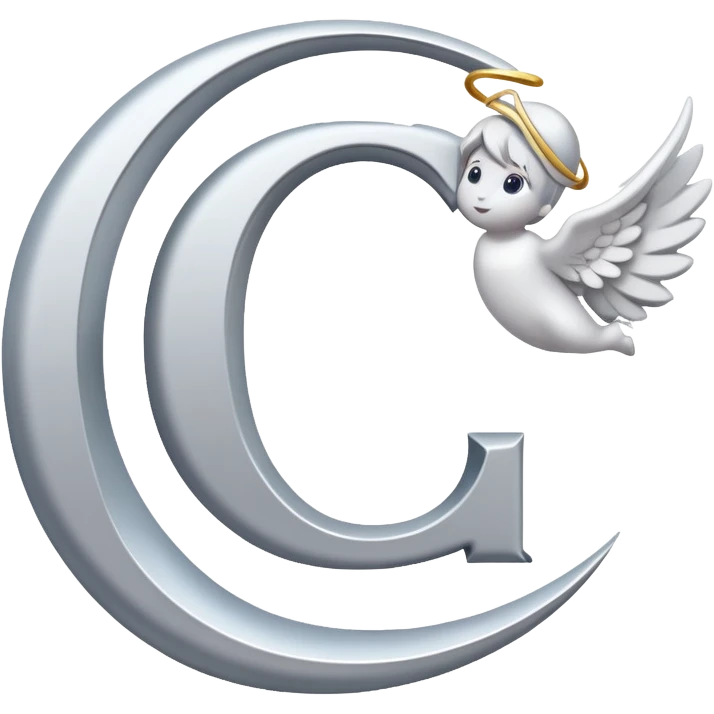 Gray letter C with an angelic halo floating above it, representing Grace/Gracie/graycee emoji