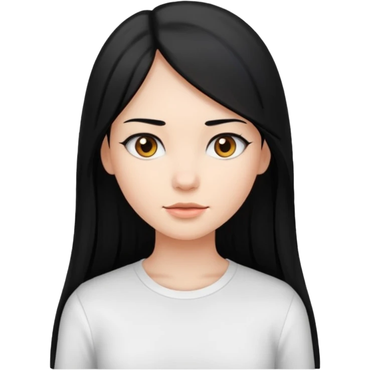 mujer joven con piel blanco y pelo largo negro y lacio emoji