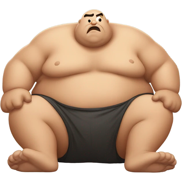 fat man shirtless crawling on ground emoji