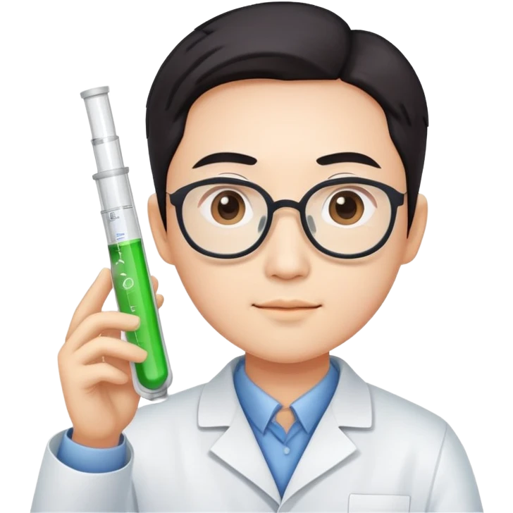 super realistic Chinese scientist holding test tube emoji
